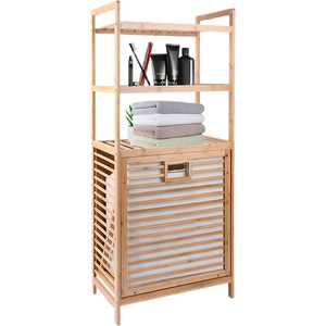 Cesto de Ropa de Bambú con Estantes de Almacenamiento de 4 Niveles, Tipo Vertical Desmontable, Organizador de Ropa para Baño, Rectangular y Duradero - Product Image 5