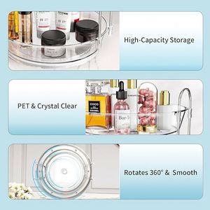 Rotating <b>Makeup</b> Organizer 360 Spinning Skincare Organizers for <b>Vanity</b> Clear Organizing Containers for Bathroom Countertop - Product Image 3