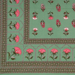 Draps plats en coton de qualité supérieure imprimés en couleur verte avec motif végétal personnalisé, 2 taies d'oreiller incluses, 300 fils, écologiques - Product Image 4