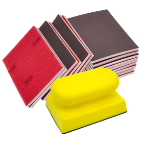 Juego de 21 piezas de papel de <span class=keywords><strong>lija</strong></span> de espuma cuadrada roja de 3*4 pulgadas, kit de esponjas de lijado en húmedo o en seco <span class=keywords><strong>para</strong></span> pulido manual de metal, <span class=keywords><strong>madera</strong></span> y automóviles - Product Image 1