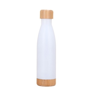 Bouteille d'eau en acier inoxydable avec couvercle en bambou écologique 500 ml, réutilisable, pour le sport, la maison, le bureau et la voiture - Product Image 2