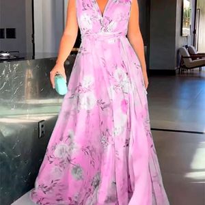 Off The Shoulder Backless Printed Chiffon <b>Dress</b> Long Skirt Empire Waist Breathable Women's Summer <b>Dress</b> - Product Image 1