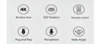 Webcam USB/type-C 4K 30FPS Plug & Play avec prise de son intelligent à longue portée pour les appels vidéo, l'enseignement en ligne, les diffusions en direct et les réunions