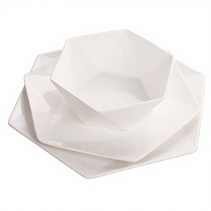 Vaisselle d'hôtel créative en porcelaine renforcée, assiettes hexagonales blanches épaisses pour plats chauds, ensemble d'exportation, compatible micro-ondes, <span class=keywords><strong>moderne</strong></span> - Product Image 1