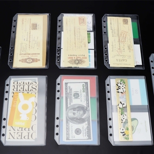 A6 <strong>Cash</strong> <strong>Stuffing</strong> Envelopes Double Sided <strong>Binder</strong> Pockets Clear Frosted PVC 6-Hole Pouches Loose Leaf Bags for 6 Ring <strong>Binder</strong> - Product Image 2