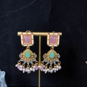 Parure de bijoux vertes pour femme, style indien traditionnel, collier Kundan, perles longues de Tahiti, style bohème, Punjabi - Product Image 5