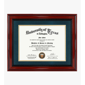 Marco de diploma de graduación de madera Marco de certificado Marco de grado de cereza con intrincado detalle de cuerda negra - Product Image 1