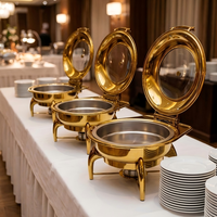 Set Pemanas Makanan Liyunda Round 6L Berbahan Stainless Steel dengan Rak/Tempat Penyimpanan yang Dapat Disesuaikan untuk Acara Katering