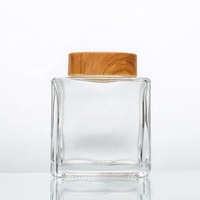 Bouteille en verre cristal transparente carrée réutilisable, petit pot de stockage pour le miel