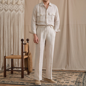 Completo Estivo Leggero da <span class=keywords><strong>Uomo</strong></span> 2026 in 100% <span class=keywords><strong>Lino</strong></span>, Abito Casual Traspirante di Lusso per Vacanze e Spiaggia - Product Image 2