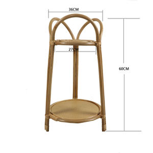 Support pour plantes en rotin écologique à 2 couches Support de rangement rustique pour balcon, cour, maison ou jardin avec présentoir à fleurs en osier - Product Image 5