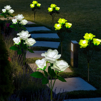 Lampes LED électriques basse tension en forme de rose artificielle, pétales blancs simulés pour jardin, pelouse, parc, aménagement paysager IP65 CE