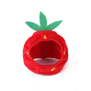 Gorro de Fresa para Perro y Gato, Gorros para Mascotas, Orejeras Cálidas para Perros, Protección Auditiva, Envoltura para la Cabeza, Gorro Divertido de Fresa para Gatos, Halloween - Product Image 2