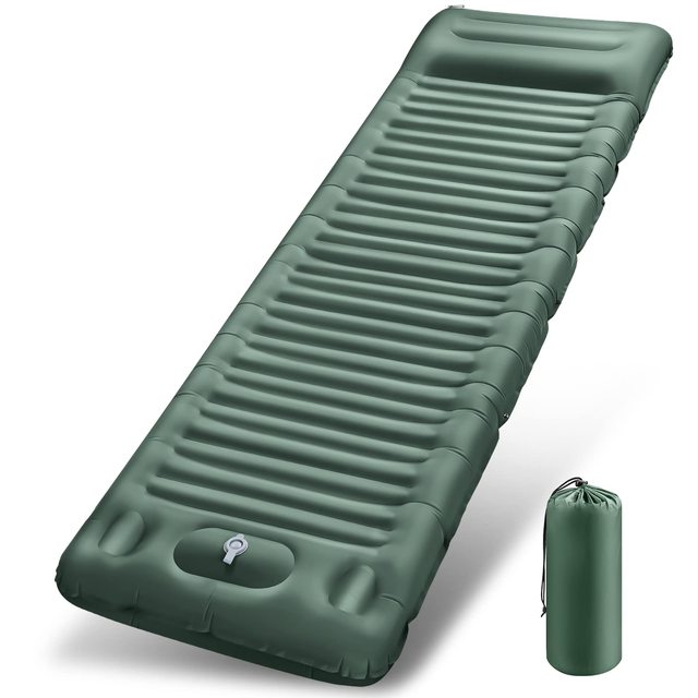 Sleeping Pad for Camping with Pillow, Ultra-Thick Camping Pad with Built-in Pump Ultralight Self Inflating Camping Mattress