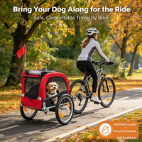 Remorque pliable pour vélo pour chiens de petite et moyenne taille, porte-animaux imperméable pour vélo avec capacité de charge de 40 kg, tissu Oxford