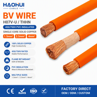 Câble HAOHUI BV 1,5 mm 2,5 mm 4 mm, câble électrique en cuivre massif à un seul conducteur, H07V-U THHN, isolation PVC, 450-750 V, câblage