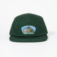 Casquette de camping 5 panneaux de haute qualité à couleur unie avec patch graphique brodé personnalisé pour l'extérieur