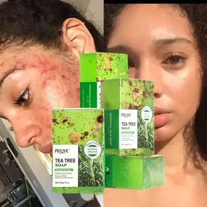 Ailke Private Label 200g Melhorar Sardas Anti Pimple Sabões da Árvore do Chá Óleo Essencial Facial Handmade Sabão Natural