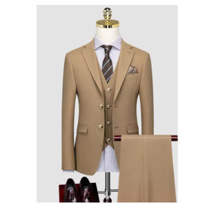 उच्च गुणवत्ता वाली लक्जरी स्लिम फिट 3 टुकड़े पुरुषों क्लासिक एकल ब्रेस्टेड विरोधी व्यवसाय वार्ता ऊन/रेशम - Product Image 1