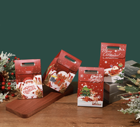 Sac en papier portable motif flocon de neige de Noël, petite boîte artisanale pour emballage de pâtisseries, bonbons, nougats et fournitures de fêtes