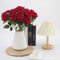 Valentinstag Muttertag Weihnachten 7cm Einzelstiel Samt Rote Rose Künstliche Blumen Handgefertigt Hochzeitsdekoration Romantisch