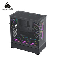 Boîtier de jeu personnalisé AntarcChill avec logo noir, compatible E-ATX ATX, refroidissement par eau 360, double compartiment, USB3.0, faible MOQ