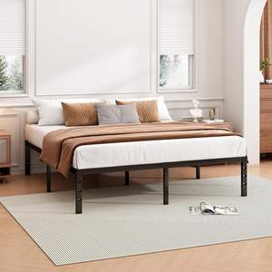 Schwarzer Metall-Doppelbettrahmen Starke Plattformstruktur Langlebig Belastbar Einfache Montage Aufbewahrungsfunktion für Federkernmatratzen - Product Image 3