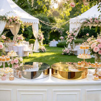 Support de fleurs miroir en acier inoxydable doré pour centre de table, idéal pour mariages, anniversaires, et fêtes prénuptiales - Vente en gros