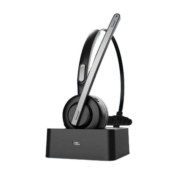 bluetooth Headset Manufacturer China with Microphone,Charging Base, Mute Mic, for Home Office Call Center