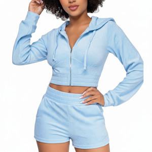 กางเกงขาสั้นมีฮู้ดปรับแต่งได้น้ำหนักเบาผ้าฝ้าย100% แห้งเร็วระบายอากาศลายพื้นมีซิปพิมพ์โลโก้ - Product Image 1