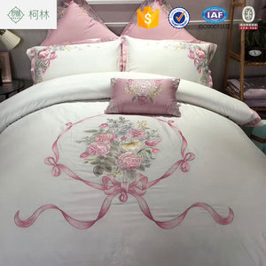 Biancheria da letto ricamata di lusso personalizzato doppio King Size Hotel lenzuolo <span class=keywords><strong>Set</strong></span> - Product Image 6