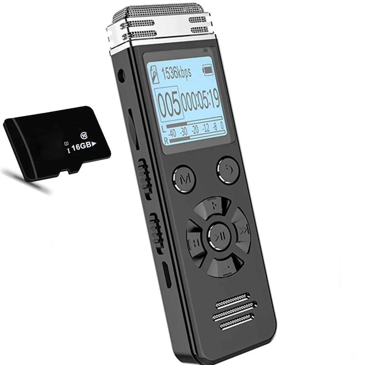 Aomago المحمولة 8 جيجابايت تخفيض الضوضاء MP3 تنسيق جهاز تسجيل أفضل مسجل صوت رقمي مع تشغيل الموسيقى