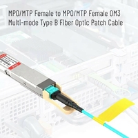 Kabel Serat Optik Aqua OM3 MTP MPO 12 Serat Female 1m 3.3ft 40GBASE SR4 Multi Mode Data Center Network Jumper
