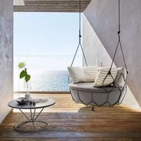 Chaise suspendue en forme d'œuf en rotin tressé en aluminium de qualité supérieure, minimaliste, pour l'intérieur et l'extérieur