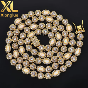 Chaîne Ice Sugar Hip Hop Européenne et Américaine en Argent S925 Plaqué Or 18K, 24 Pouces, Pierres Naturelles, Personnalisable - Product Image 1