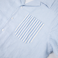 Chemises décontractées pour hommes sur mesure, en coton seersucker, à rayures patchwork, à manches courtes, col cubain, coupe droite, pour un style décontracté