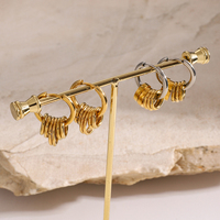 Boucles d'oreilles créoles en acier inoxydable, anneaux circulaires, boucles d'oreilles bicolores argent et or plaqué, boucles d'oreilles créoles épaisses pour femmes