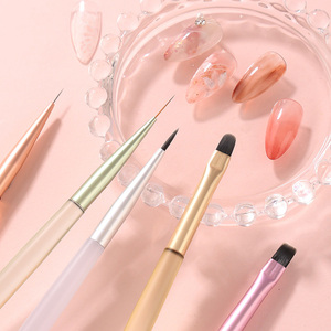 Pinceaux à ongles en gel personnalisés avec logo, vert, blanc, rouge, jaune, rose, transparents, avec manche en plastique, pour manucure, liner, détails, ovales, ronds, plats - Product Image 5