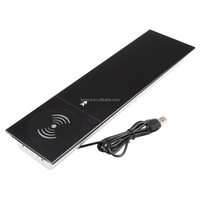 Multiprise de table de conférence multifonctionnelle avec prises universelles, chargeur sans fil USB 15W, prise coulissante dissimulée en aluminium
