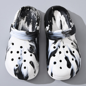 Summer Platform <b>Clogs</b> Men Ink Painting Pattern Slip-On Closed-Toe Outdoor Shoes Height Increasing Anti-Slip Comfortable Walking - Product Image 2