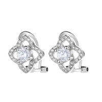 925 Sterling Silber Huggie Ohrringe Großhandel Blumen manschette Ohrringe für Mädchen