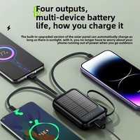 Pengisi Daya Surya Mini Portabel 10000mAh dengan Senter, Baterai Internal 4-Kabel, Power Bank untuk Berkemah di Luar Ruangan Grosir Pabrik