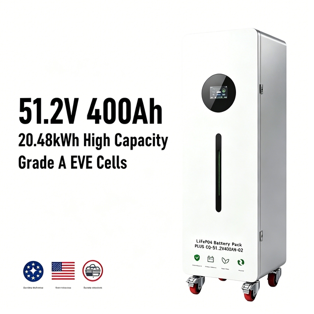 Hot Sale OEM Custom 20KWH 51.2V 400AH Rack/Stackable LiFePO4 Lithium Battery Pack Grade a Cells for Solar ESS