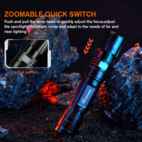Lampe torche étanche en alliage d'aluminium V8-T 780LM, lampe torche LED zoomable, batterie rechargeable, indice de protection IP44, 5 modes, urgence