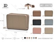 Portafoglio da donna a due ante, piccolo, in materiale PU, con chiusura a bottone, stile minimalista - Product Image 1