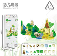 Blocs de construction magnétiques portables de 3,75 cm, boîte en plastique, thèmes : Lutte contre l'incendie, Monde océanique, Monde glacial, Dinosaures, Chiffres, Anglais, Jouets d'apprentissage précoce