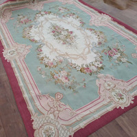 6x9 Light Color Hand Knotted Wool Aubusson Rugs French Chinese Made by Hand for Bedroom Living Room