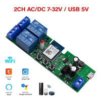 Commutateur intelligent AC220V Tuya 85-250V 2CH Module de relais WiFi 5V 12V 24V 433MHZ RF télécommande Google Home Alexa Tuya 2CH récepteur