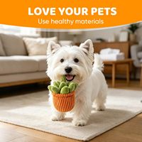 Jouet en peluche pour chien en forme de plante succulente en pot, adorable jouet à mâcher interactif couineur à rayures orange pour petits et moyens chiens, 6 pouces