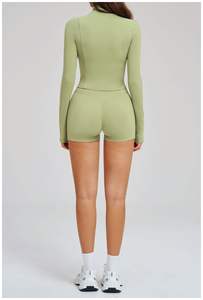 Ensemble de yoga 7 pièces pour femme : Veste à col montant et fermeture éclair intégrale, Legging taille croisée effet seconde peau, effet push-up fessier, Tenue de sport et fitness - Product Image 5